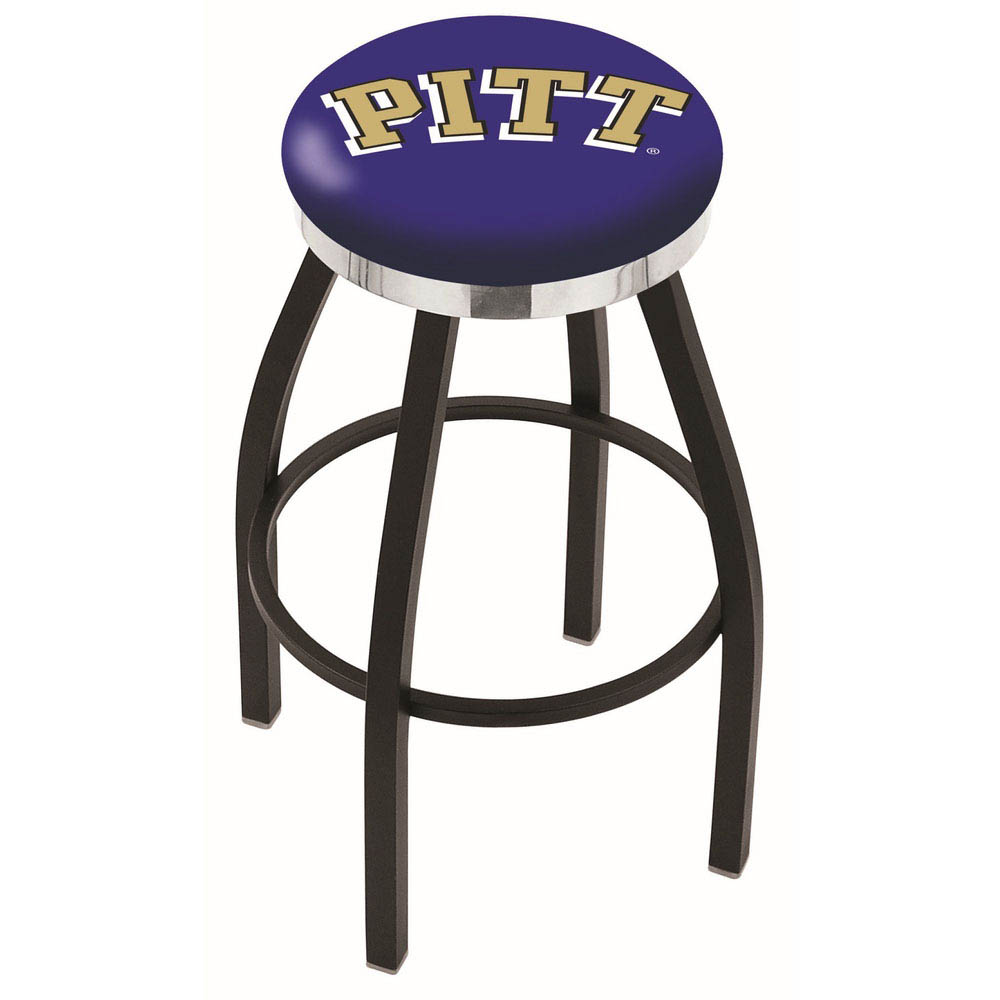 inch Black Pitt Swivel Bar Stool w/ Chrome Accent Ring