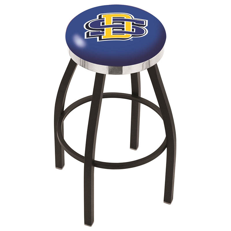 inch Black South Dakota State Swivel Bar Stool w/ Chrome Accent Ring