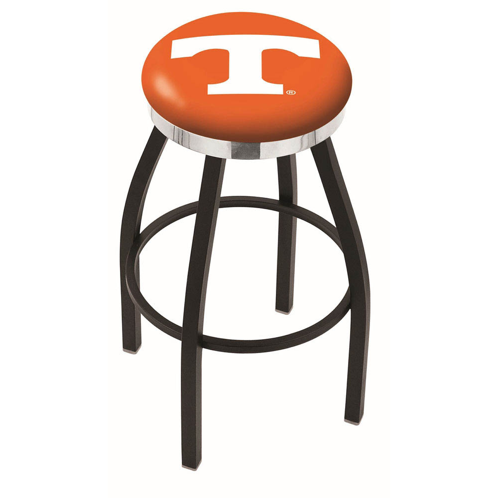 inch Black Tennessee Swivel Bar Stool w/ Chrome Accent Ring