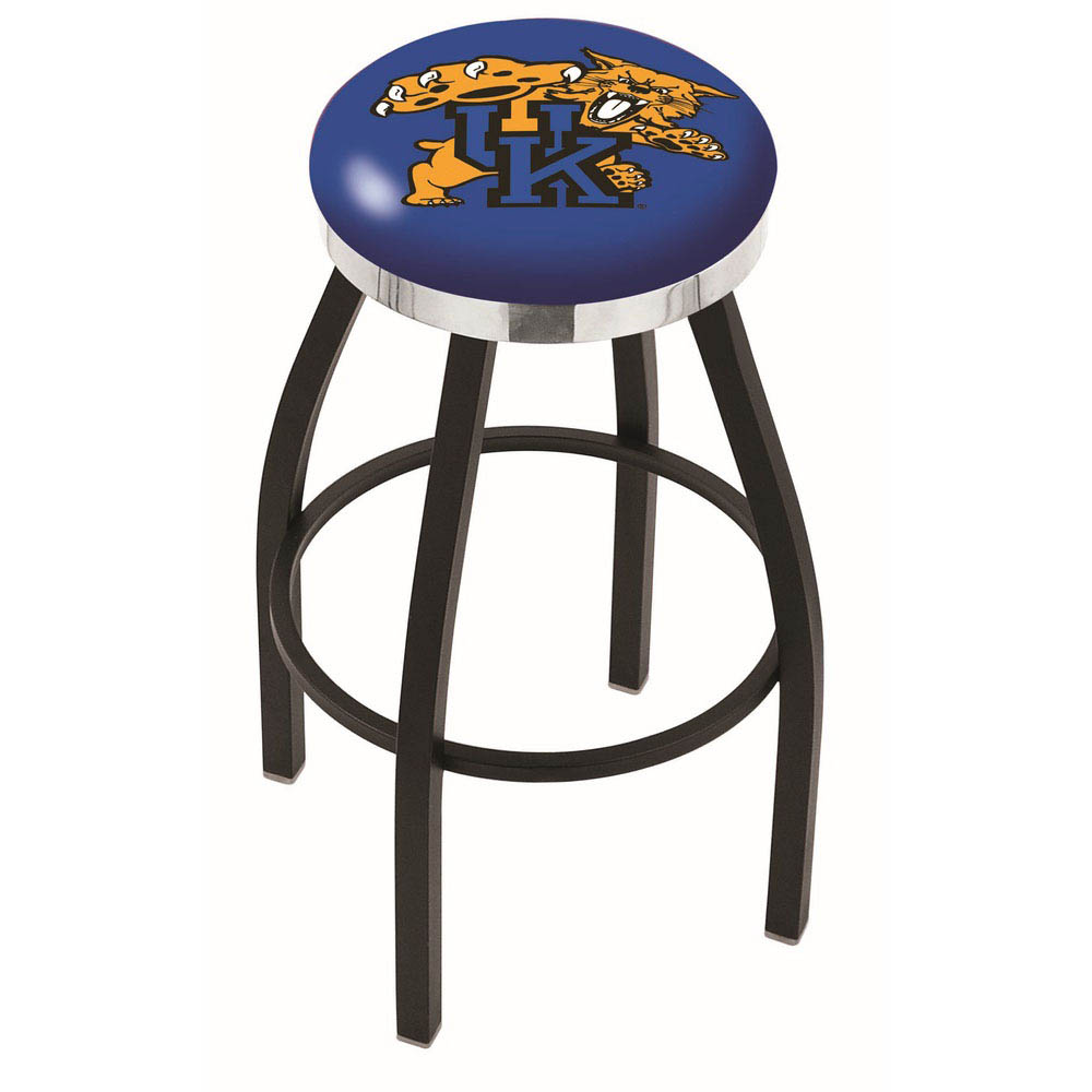 inch Black Kentucky Wildcat Swivel Bar Stool w/ Chrome Accent Ring