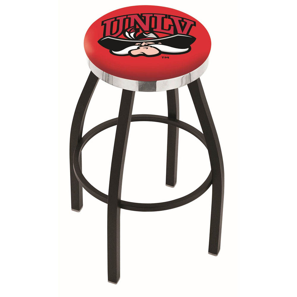 inch Black UNLV Swivel Bar Stool w/ Chrome Accent Ring