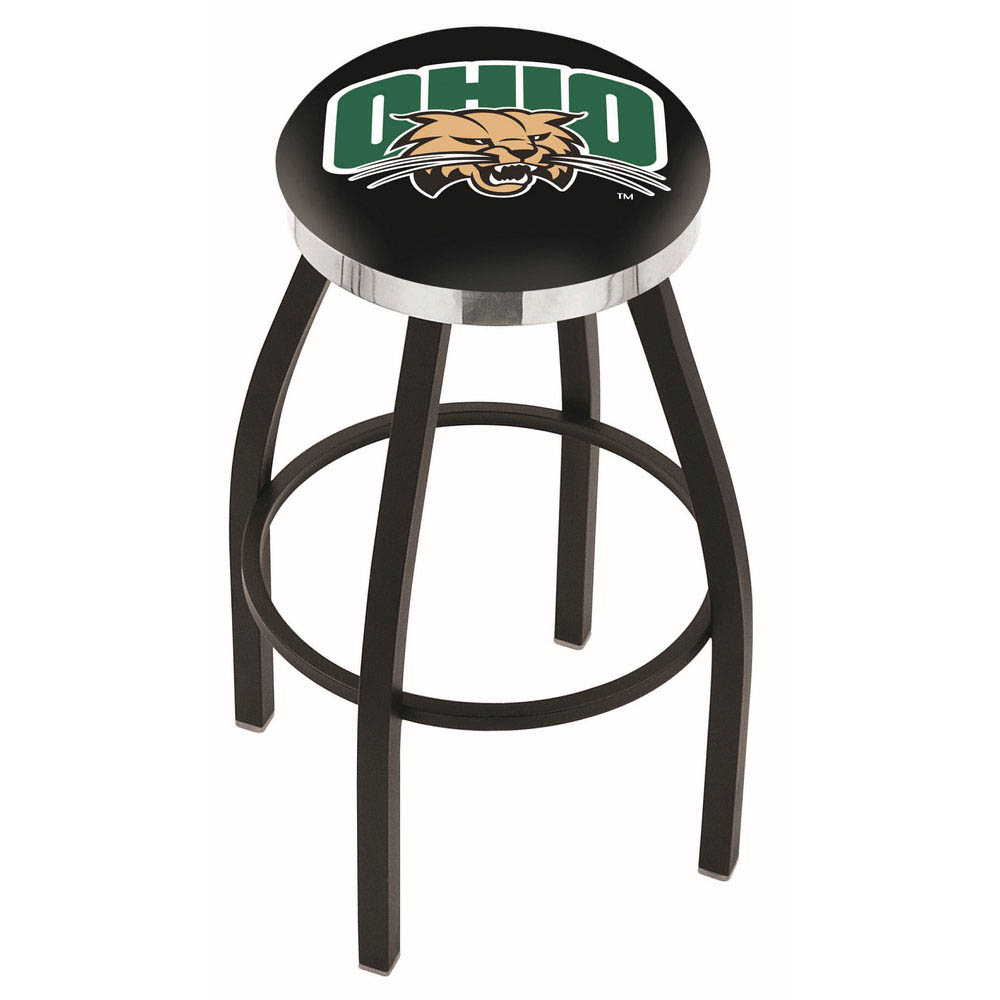 inch Black Ohio University Swivel Bar Stool w/ Chrome Accent Ring