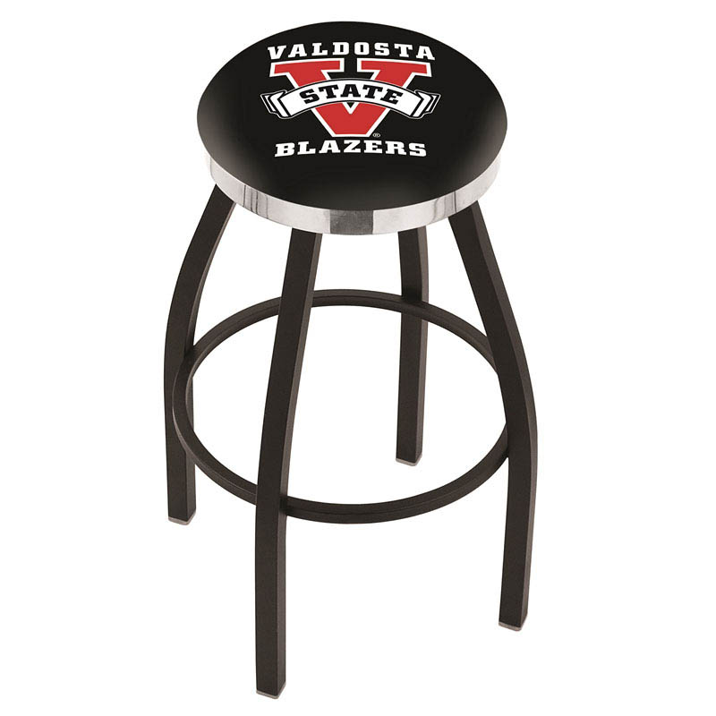 inch Black Valdosta State Swivel Bar Stool w/ Chrome Accent Ring