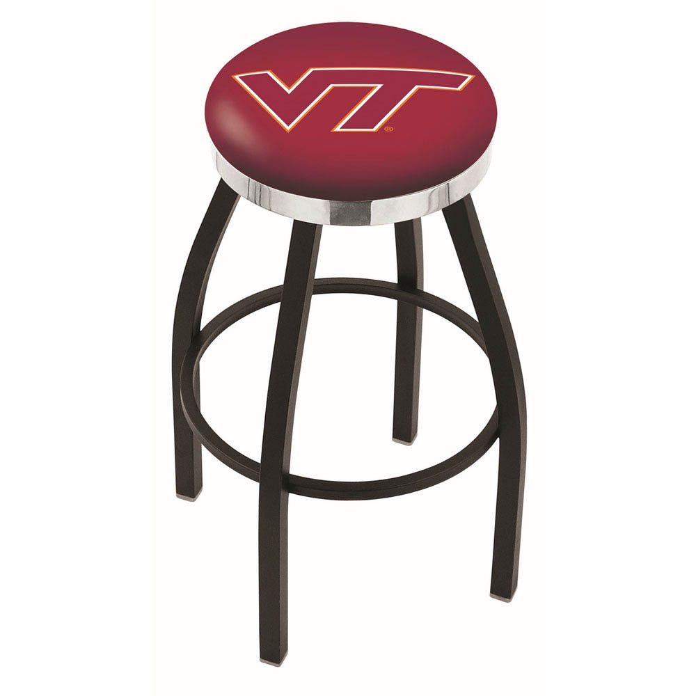 inch Black Virginia Tech Swivel Bar Stool w/ Chrome Accent Ring