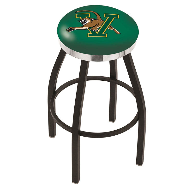 inch Black Vermont Swivel Bar Stool w/ Chrome Accent Ring