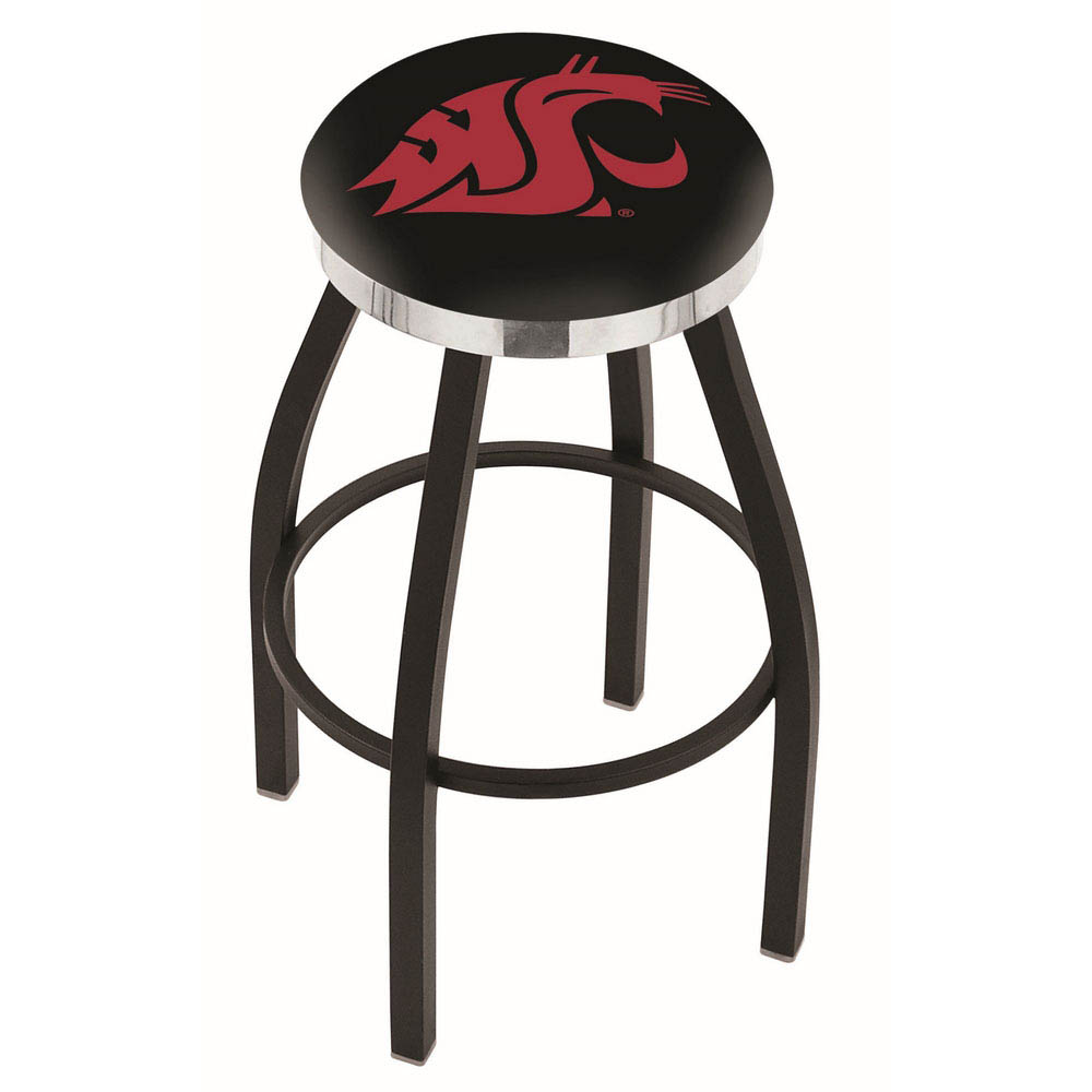 inch Black Washington State Swivel Bar Stool w/ Chrome Accent Ring