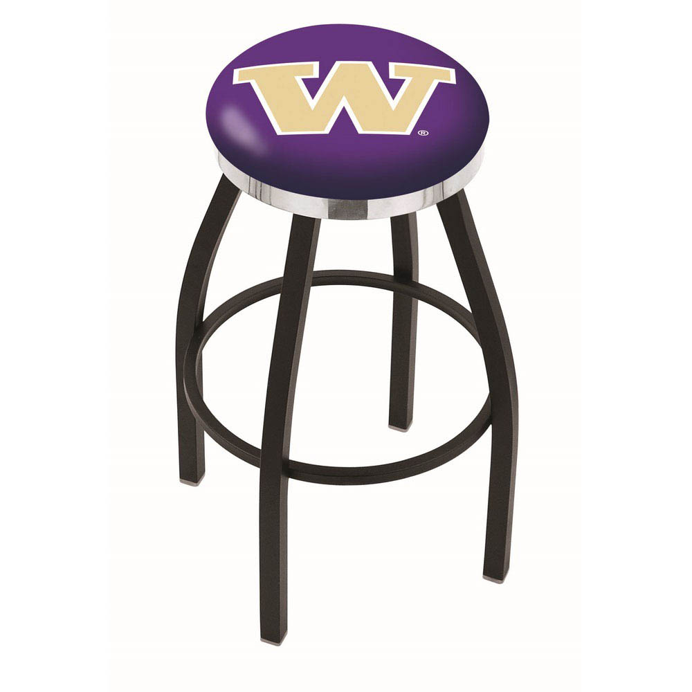 inch Black Washington Swivel Bar Stool w/ Chrome Accent Ring