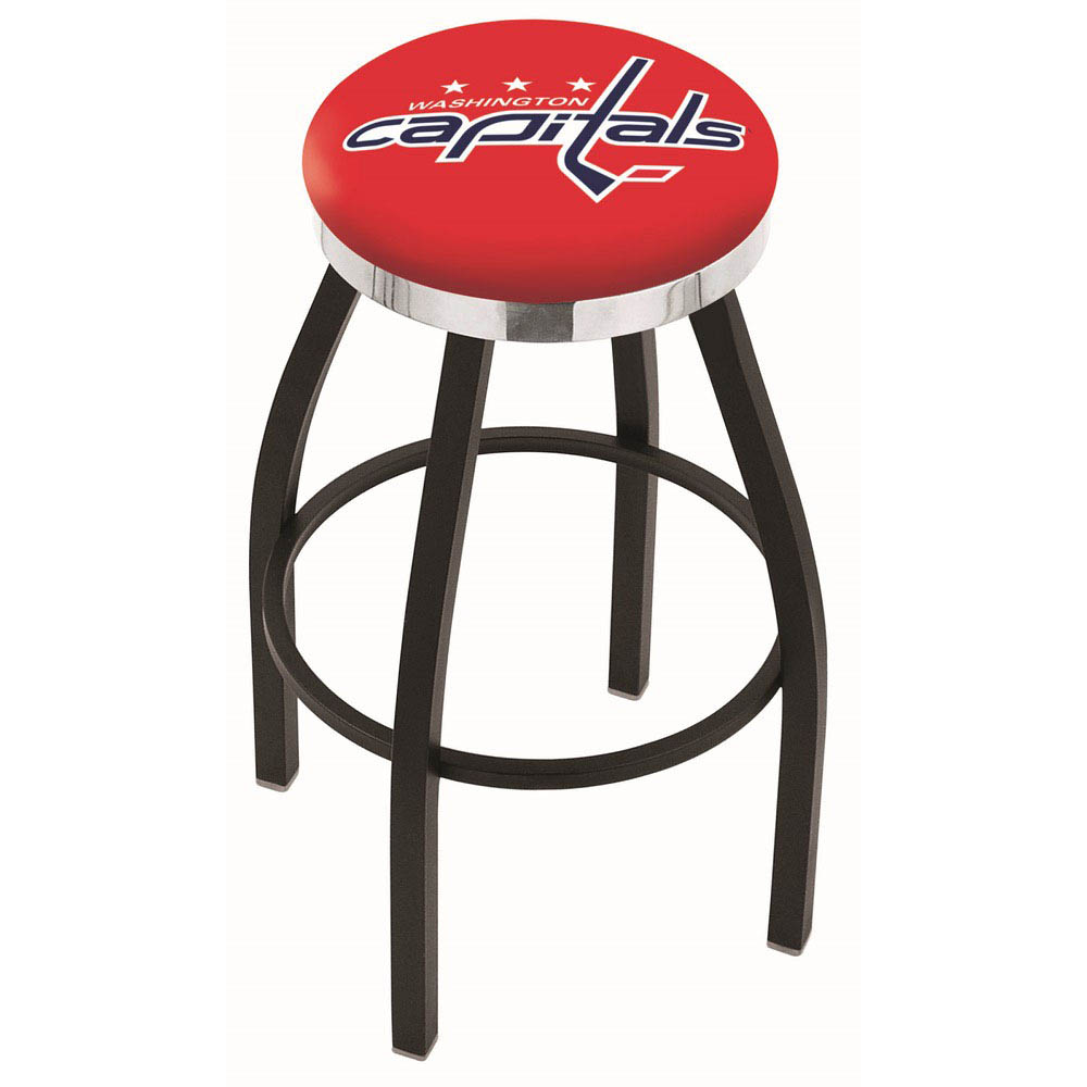 inch Black Washington Capitals Swivel Bar Stool w/ Chrome Accent Ring