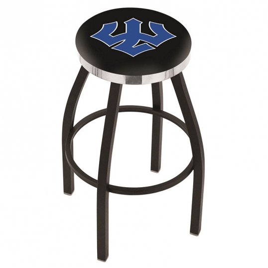 30 inch Black Washington & Lee Swivel Counter Stool w/ Chrome Accent