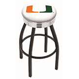 30 inch Black Miami Swivel Counter Stool w/ Chrome Ribbed Accent