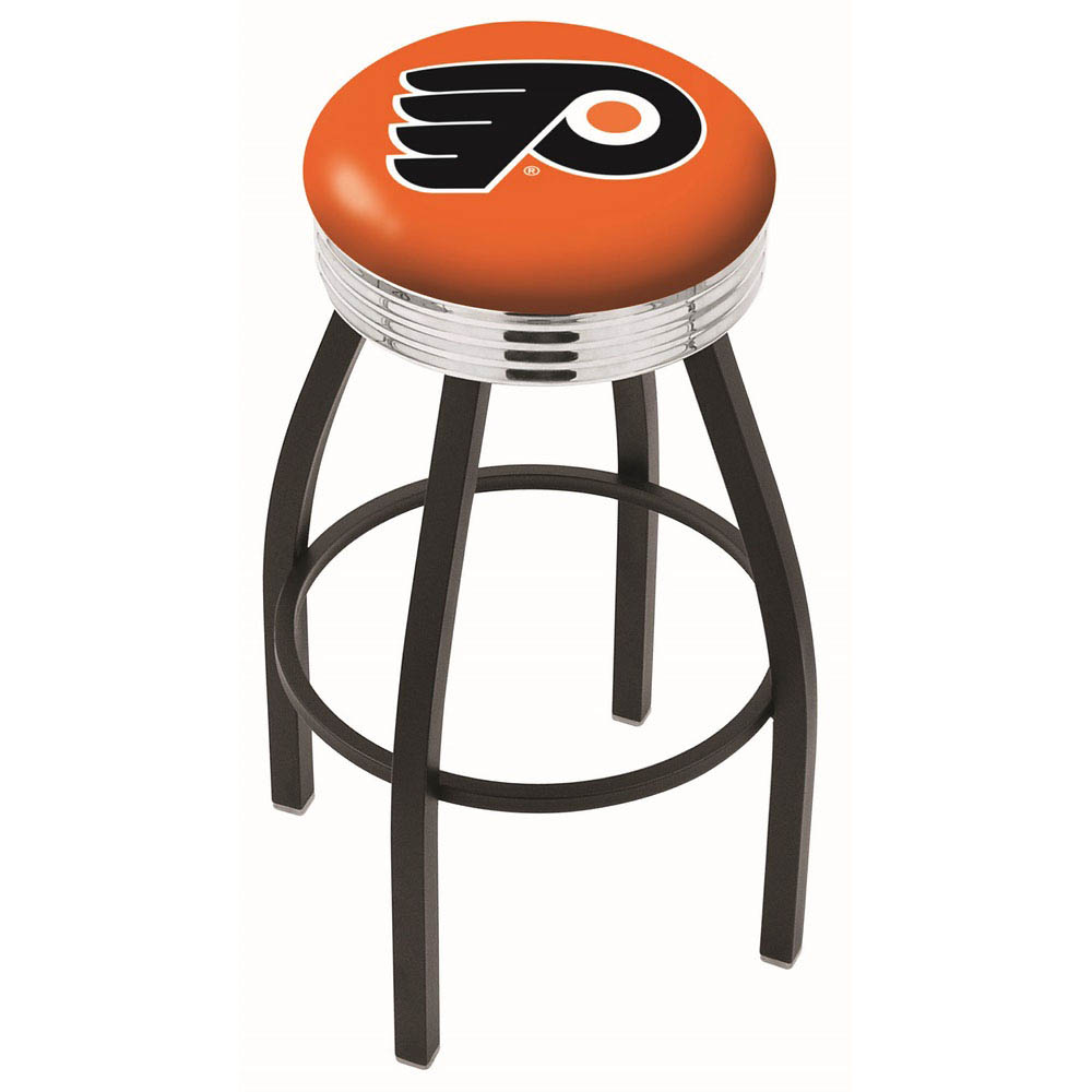 inch Orange Philadelphia Flyers Swivel Bar Stool w/ Chrome Ribbed Accent