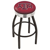 30 inch Black Texas A&M Swivel Counter Stool w/ Chrome Ribbed Accent