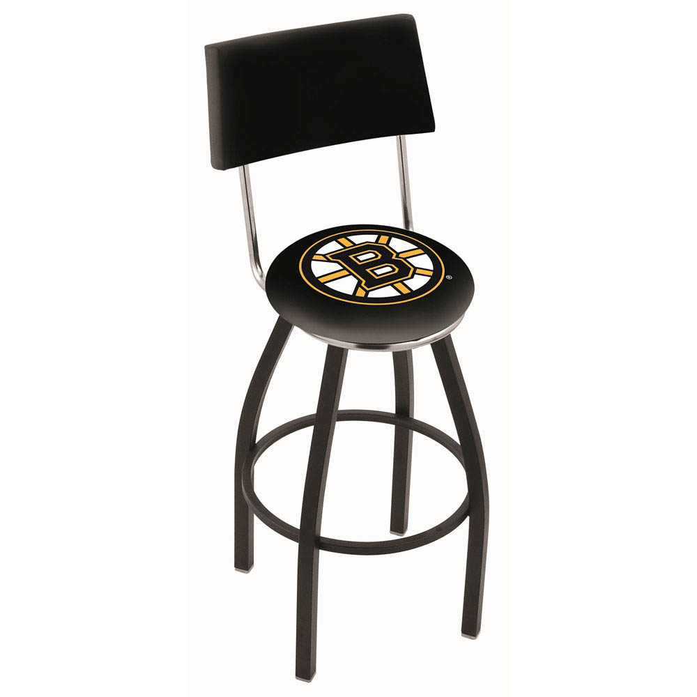 inch Black Boston Bruins Swivel Bar Stool w/ Back