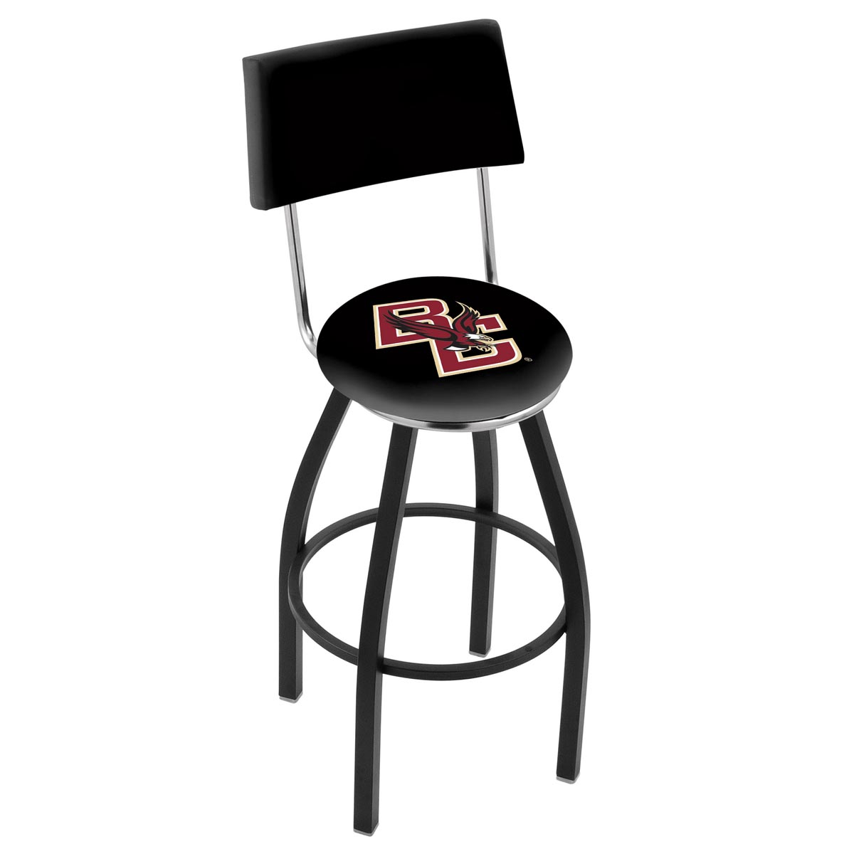 inch Black Boston College Swivel Bar Stool w/ Back