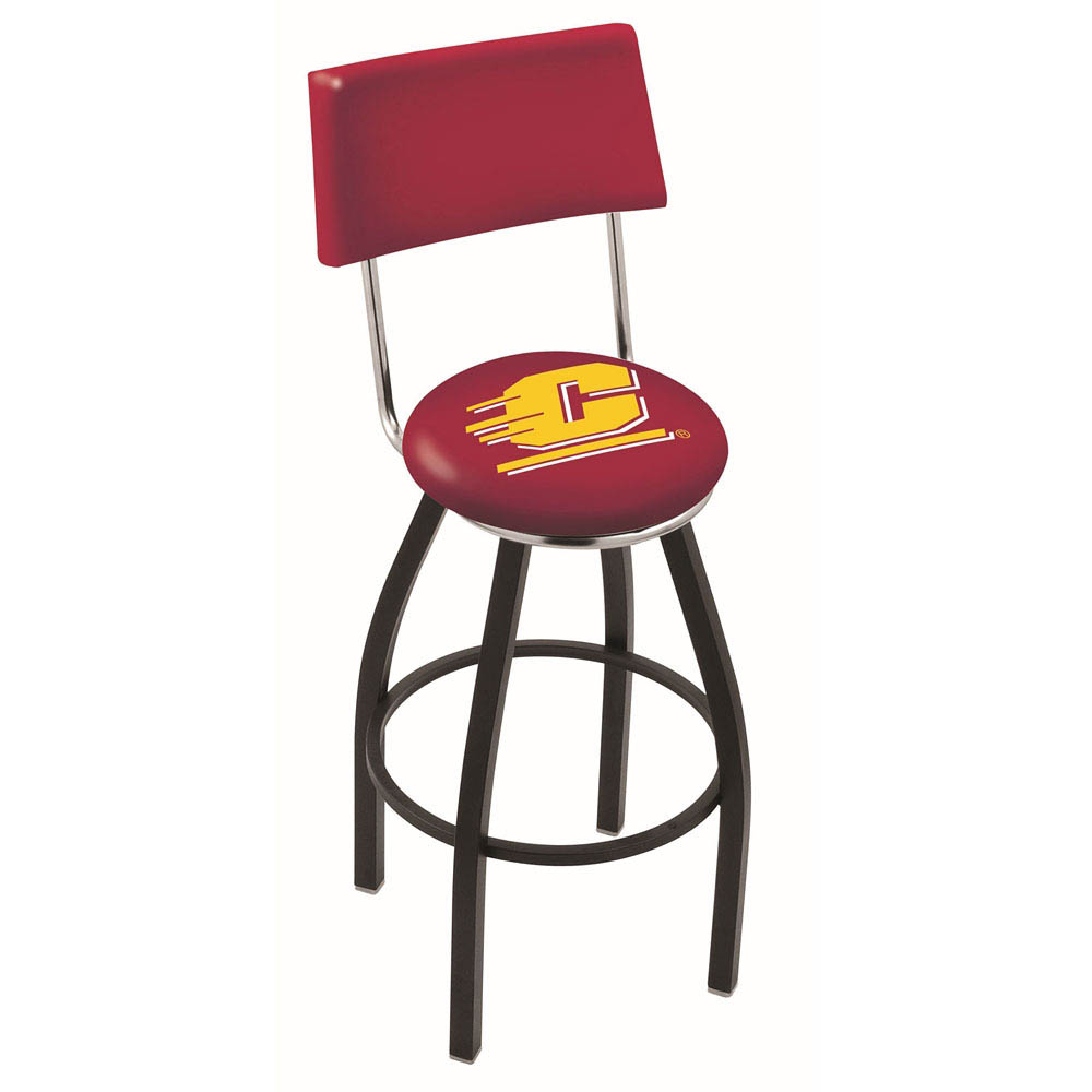 inch Black Central Michigan Swivel Bar Stool w/ Back