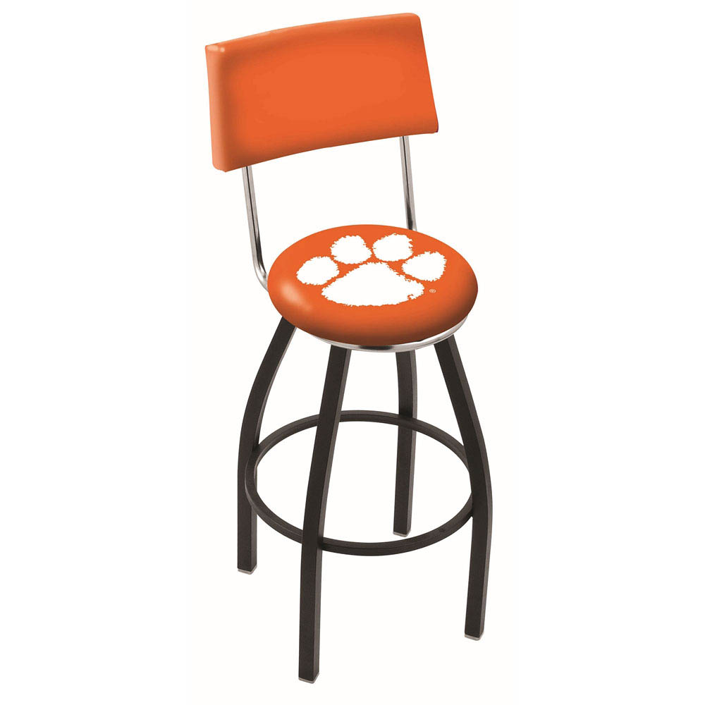 inch Black Clemson Swivel Bar Stool w/ Back