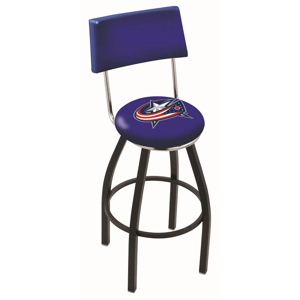 inch Black Columbus Blue Jackets Swivel Bar Stool w/ Back