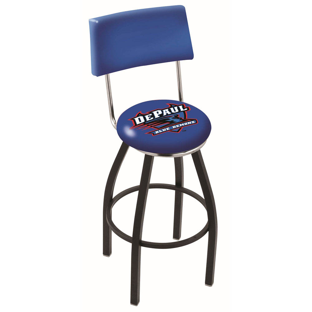 inch Black DePaul Swivel Bar Stool w/ Back