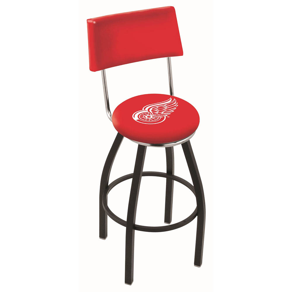 inch Black Detroit Red Wings Swivel Bar Stool w/ Back