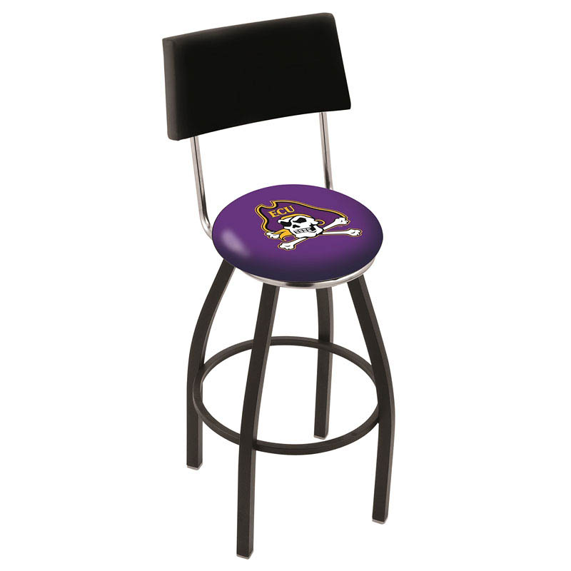 inch Black East Carolina Swivel Bar Stool w/ Back