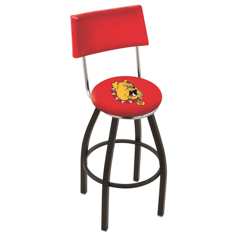 inch Black Ferris State Swivel Bar Stool w/ Back