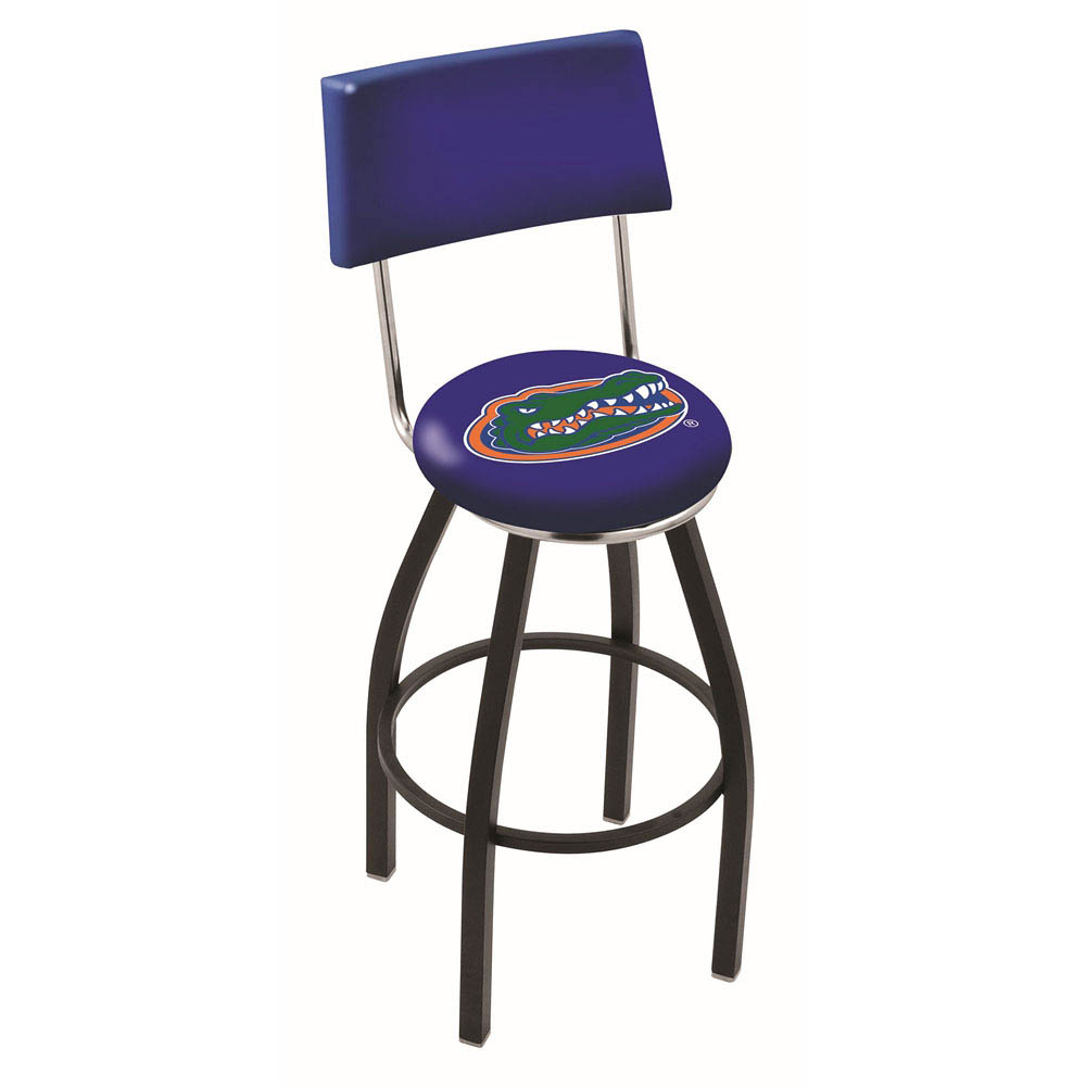 inch Black Florida Swivel Bar Stool w/ Back