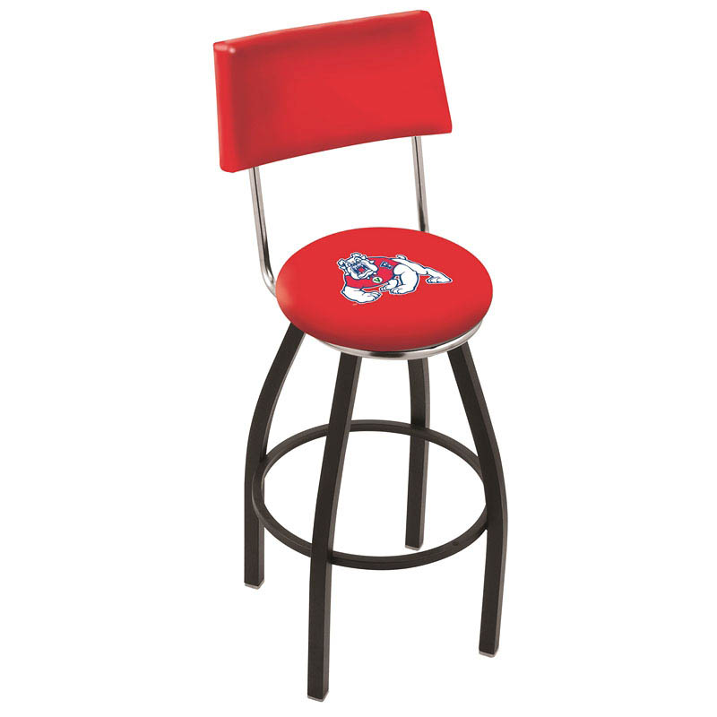 inch Black Fresno State Swivel Bar Stool w/ Back