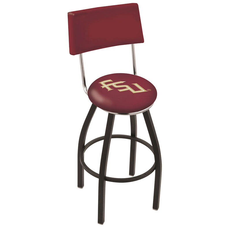 inch Black Florida State Swivel Bar Stool w/ Back