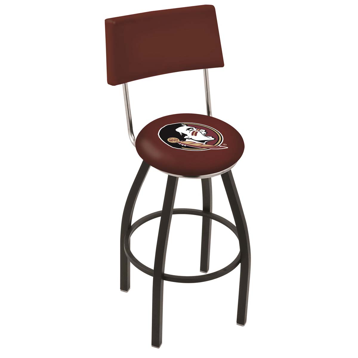 inch Black Florida State Head Swivel Bar Stool w/ Back