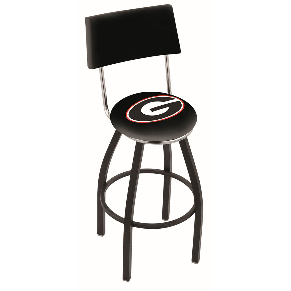 inch Black Georgia (G) Swivel Bar Stool w/ Back