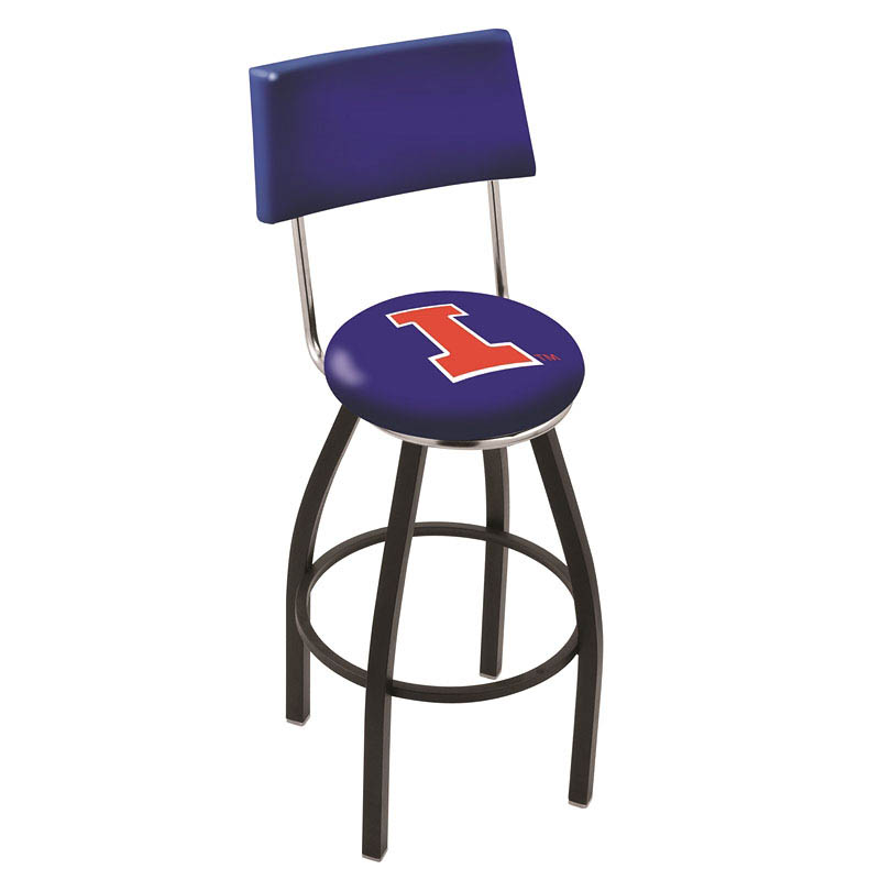inch Black Illinois Swivel Bar Stool w/ Back