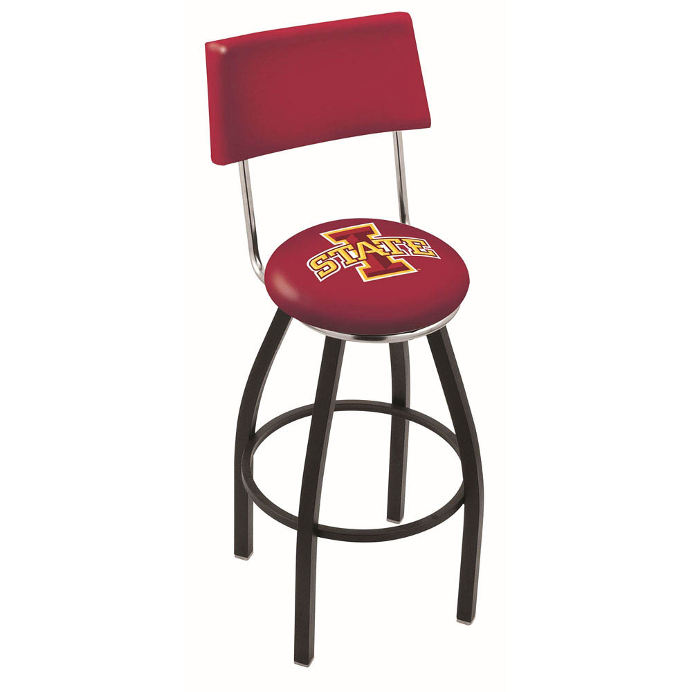 inch Black Iowa State Swivel Bar Stool w/ Back