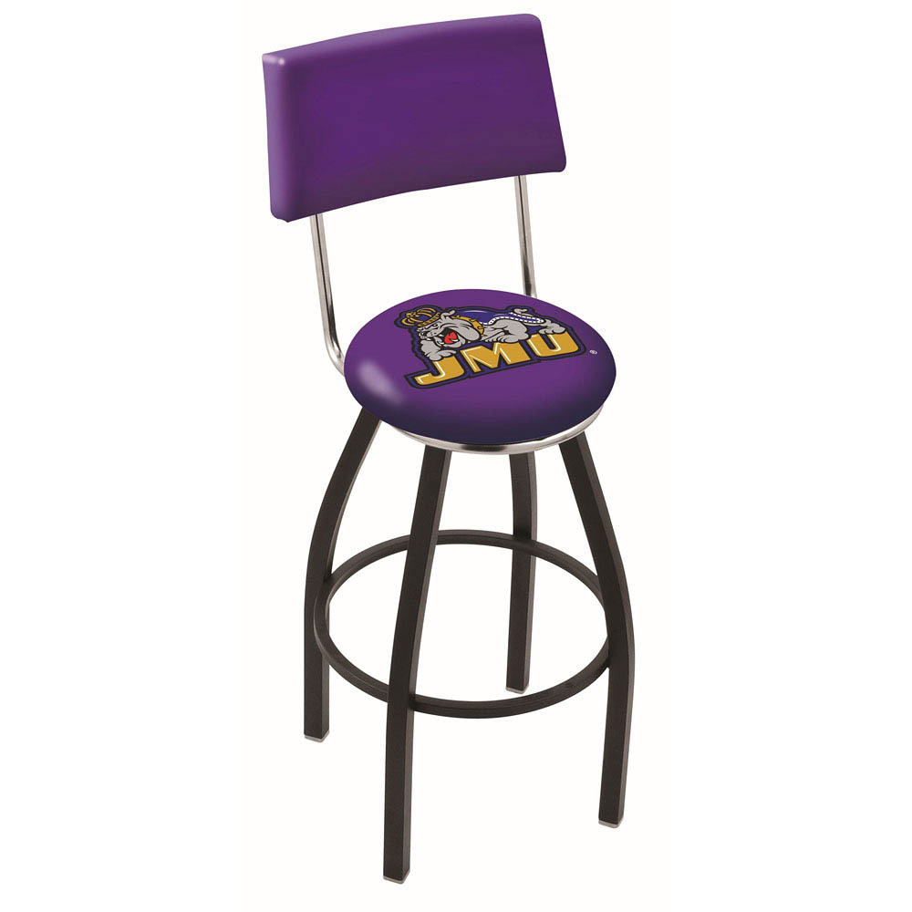 inch Black James Madison Swivel Bar Stool w/ Back