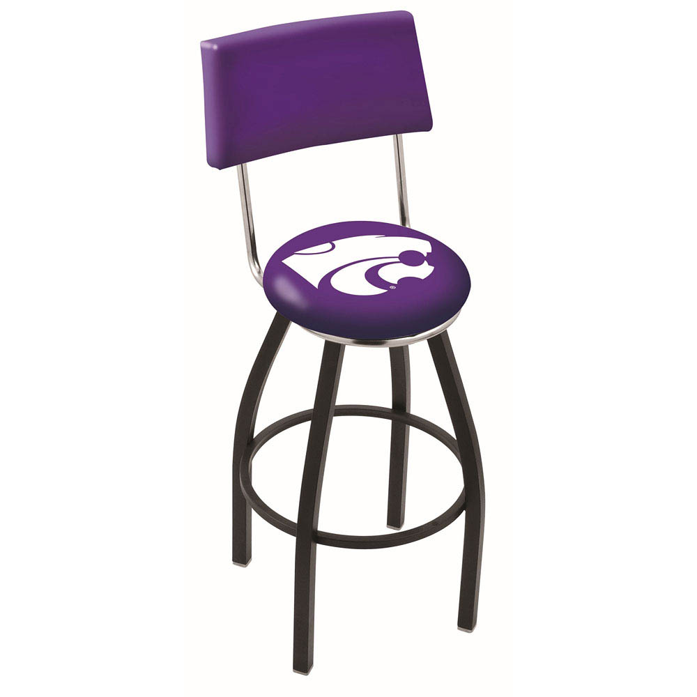 inch Black Kansas State Swivel Bar Stool w/ Back