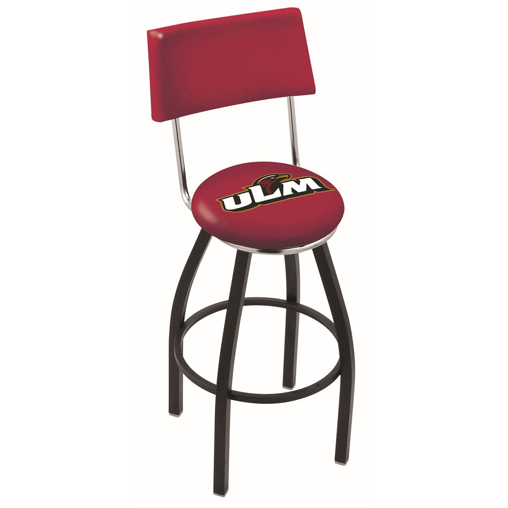 inch Black Louisiana-Monroe Swivel Bar Stool w/ Back