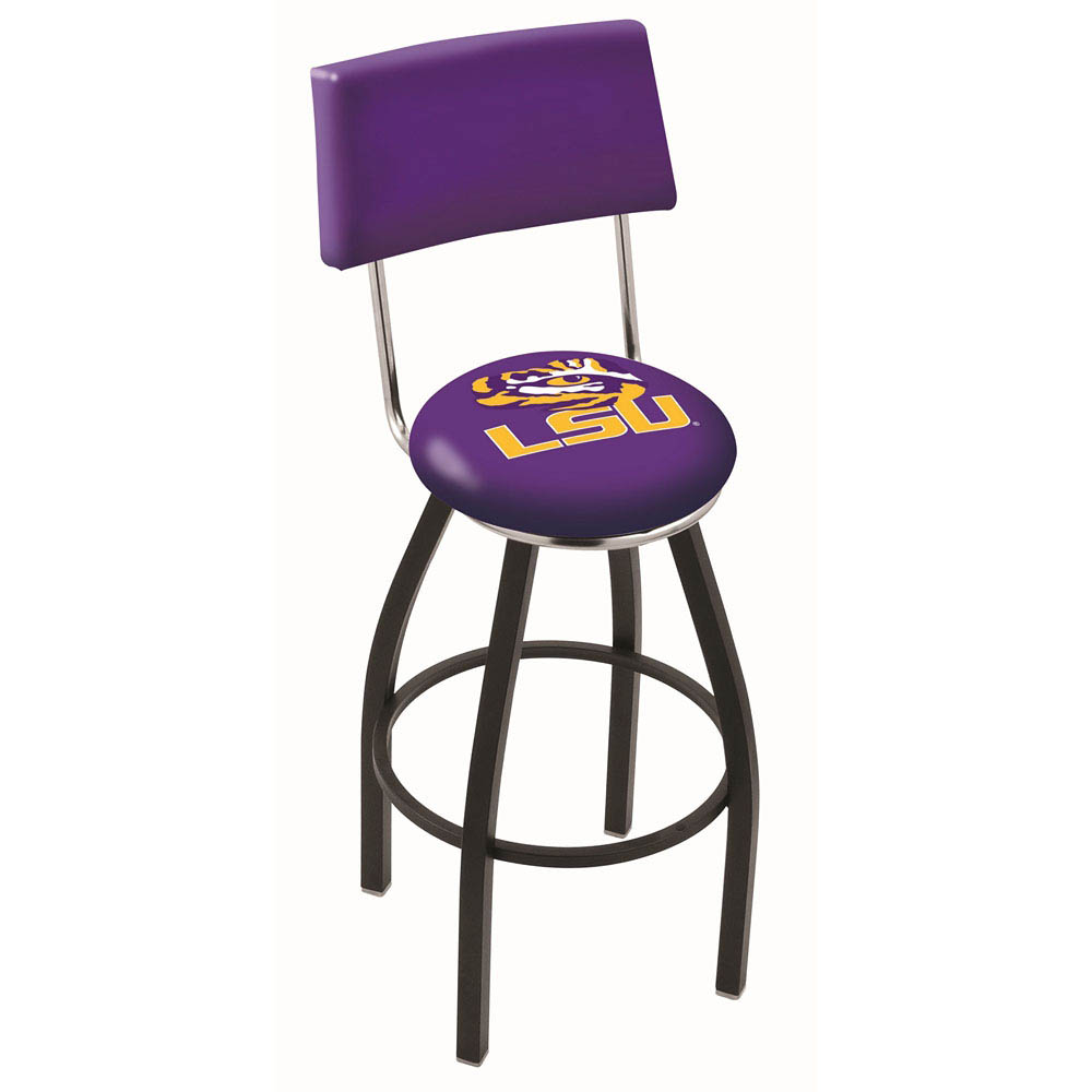 inch Black Louisiana State Swivel Bar Stool w/ Back