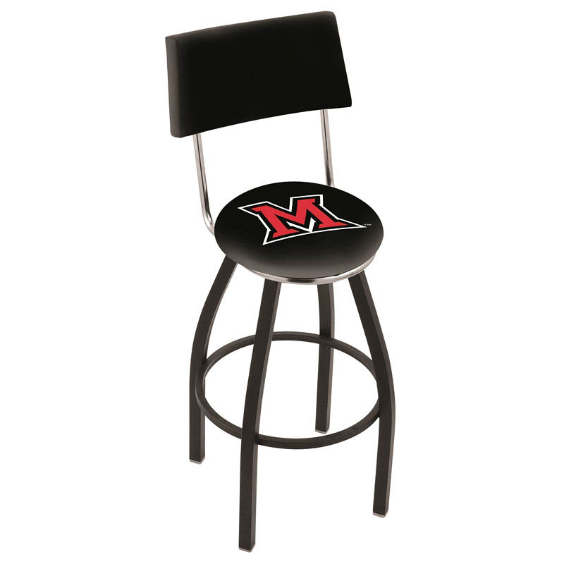 inch Black Miami of Ohio Swivel Bar Stool w/ Back