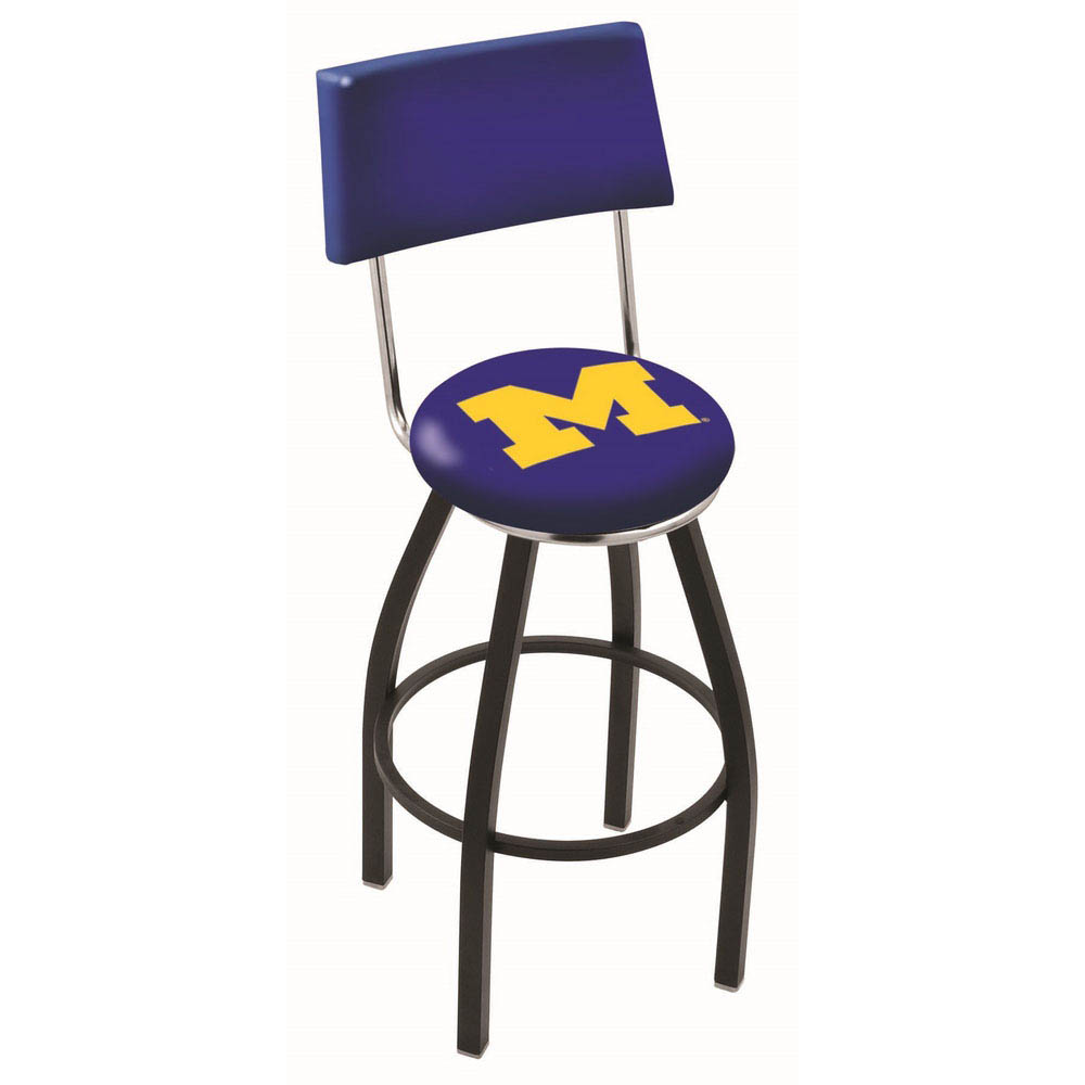 25 inch Black Michigan Swivel Bar Stool w/ Back