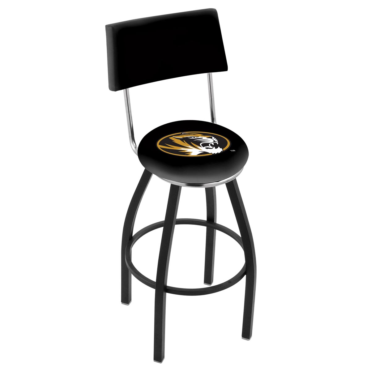 inch Black Missouri Swivel Bar Stool w/ Back