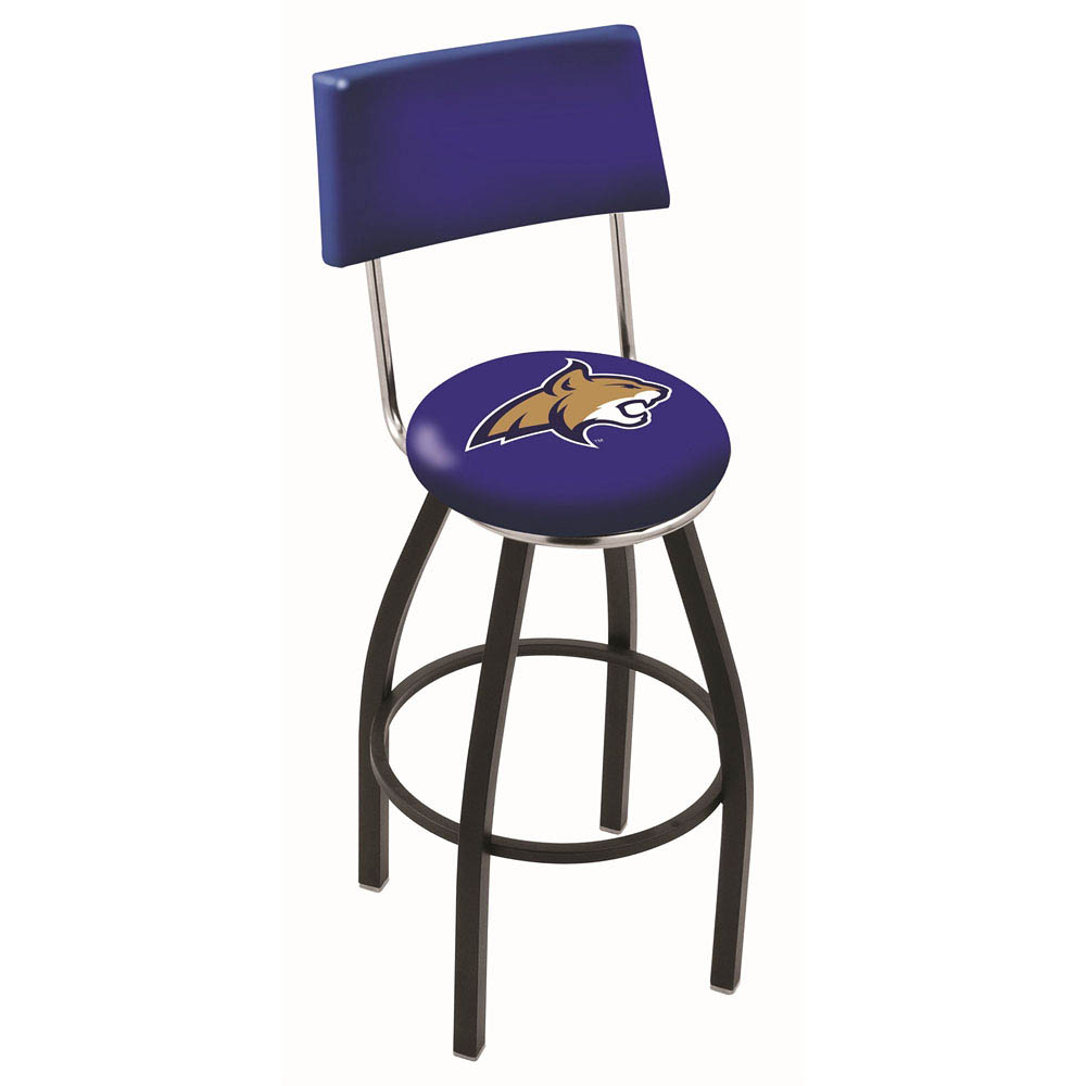 inch Black Montana State Swivel Bar Stool w/ Back