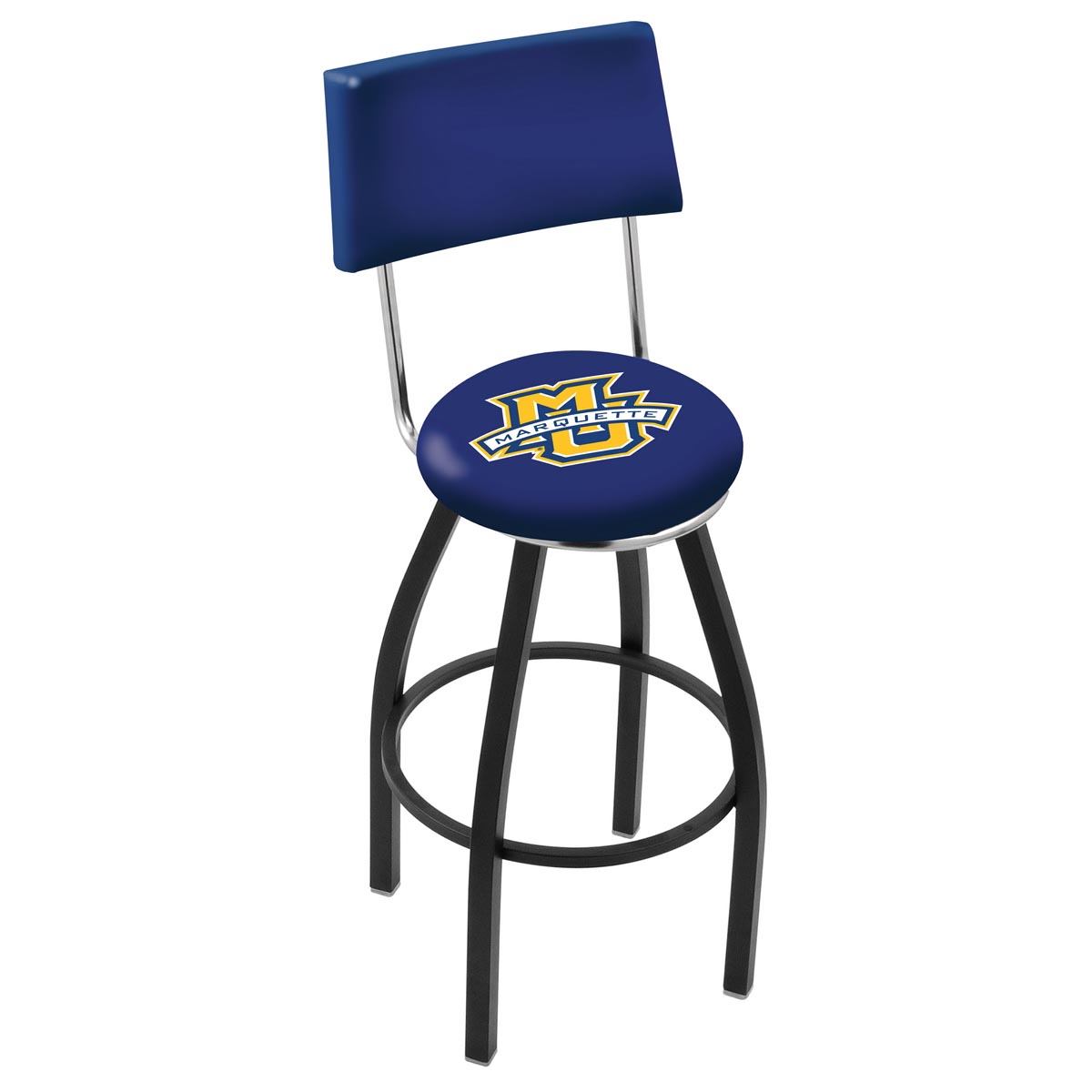 inch Black Marquette Swivel Bar Stool w/ Back