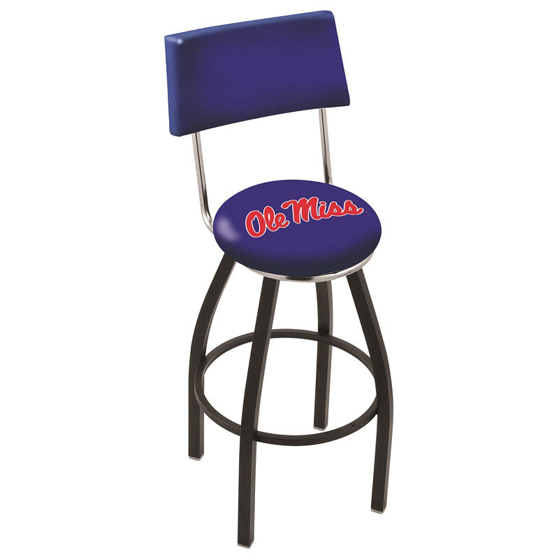 inch Black Ole Miss Swivel Bar Stool w/ Back