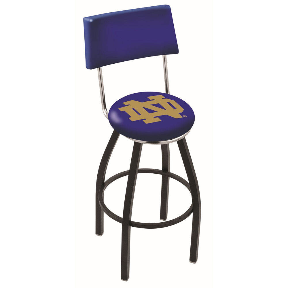 inch Black Notre Dame Swivel Bar Stool w/ Back