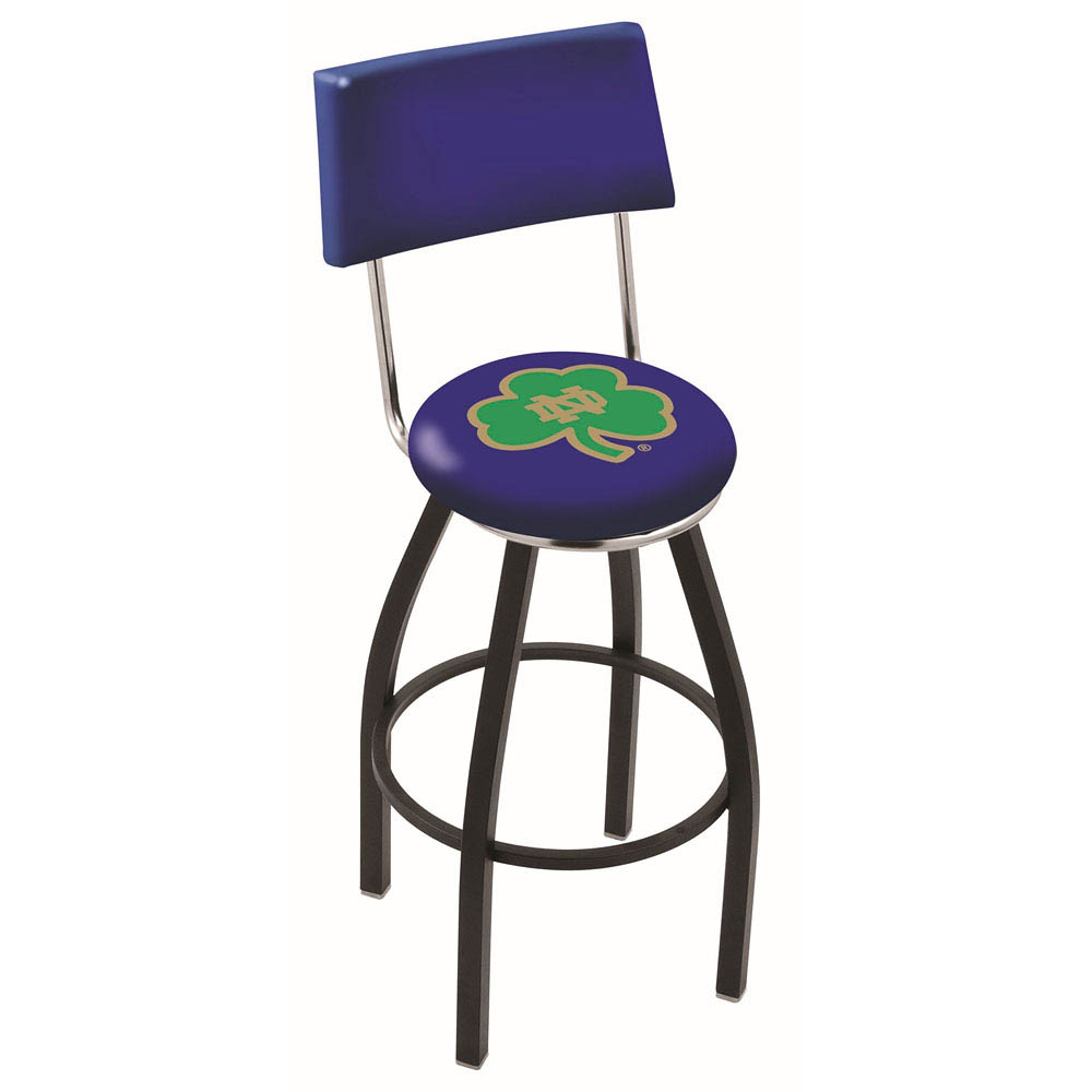 inch Black Notre Dame Shamrock Swivel Bar Stool w/ Back