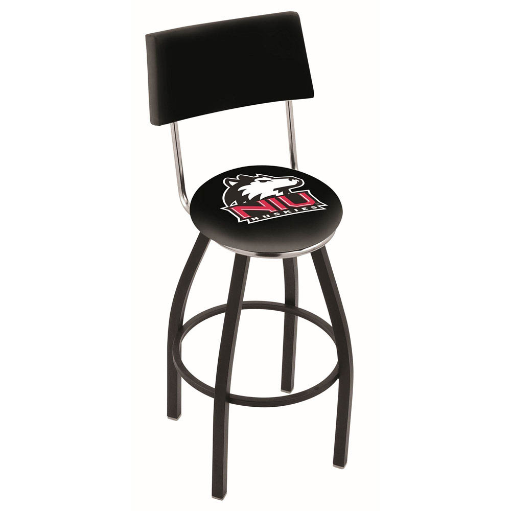 inch Black Northern Illinois Swivel Bar Stool w/ Back