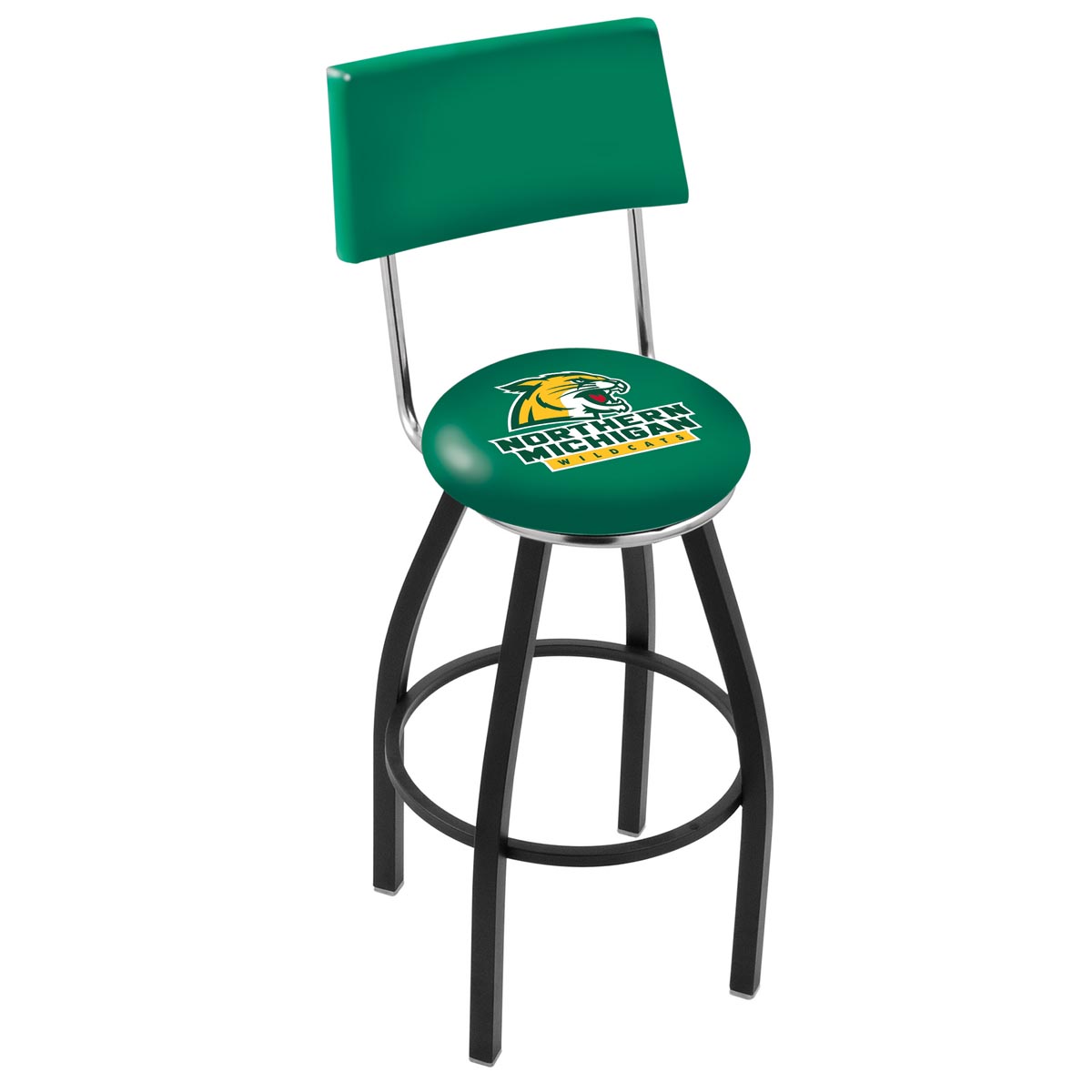 inch Black Northern Michigan Swivel Bar Stool w/ Back