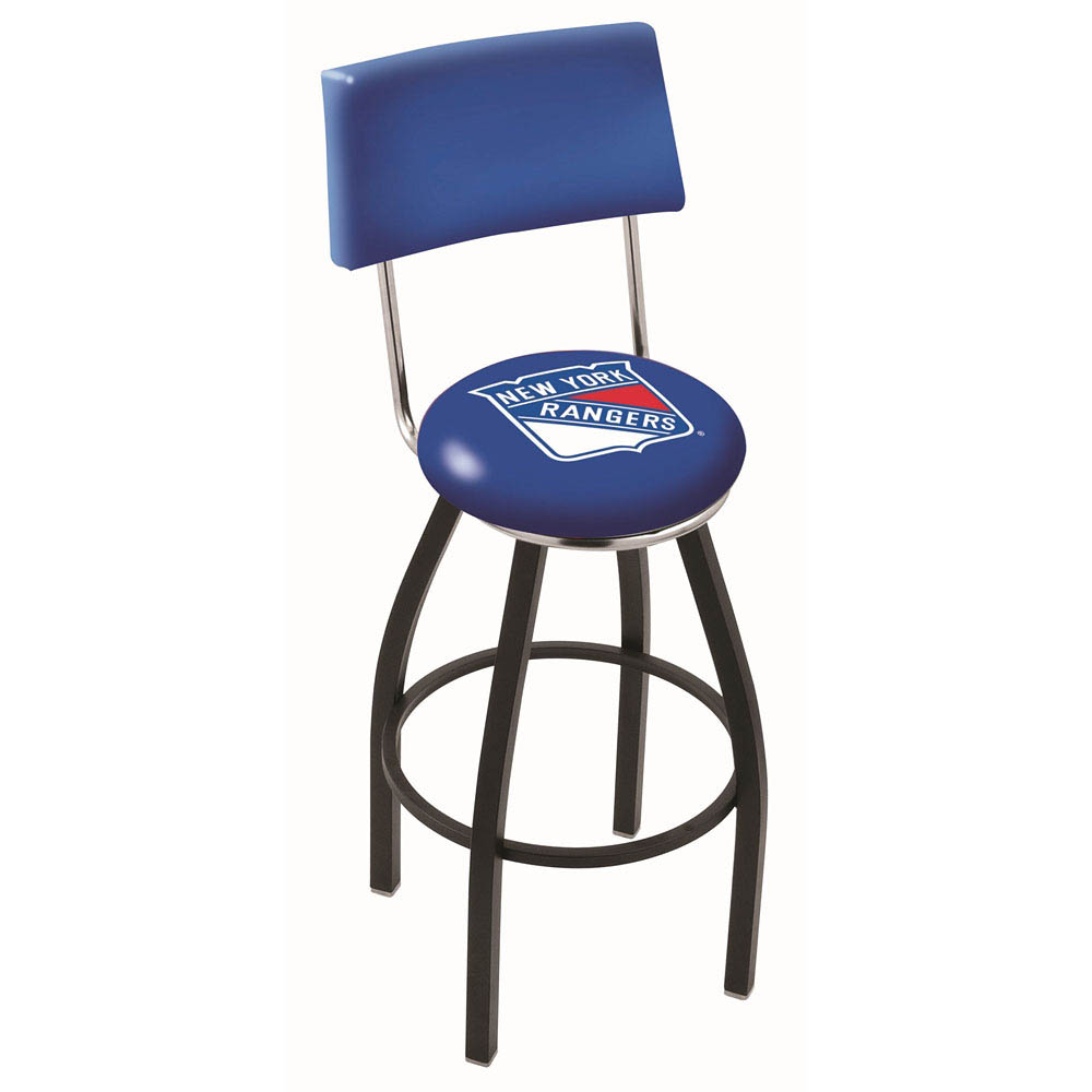 inch Black New York Rangers Swivel Bar Stool w/ Back