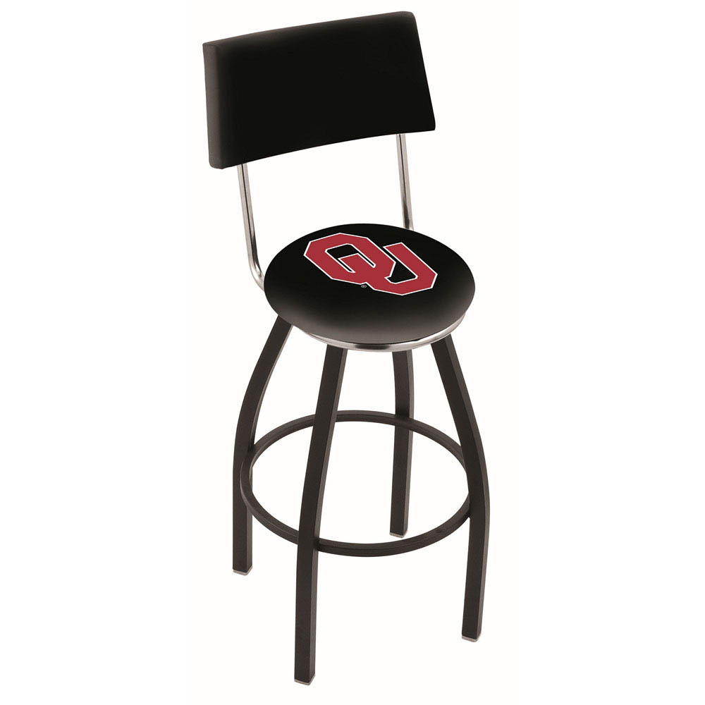 inch Black Oklahoma Swivel Bar Stool w/ Back