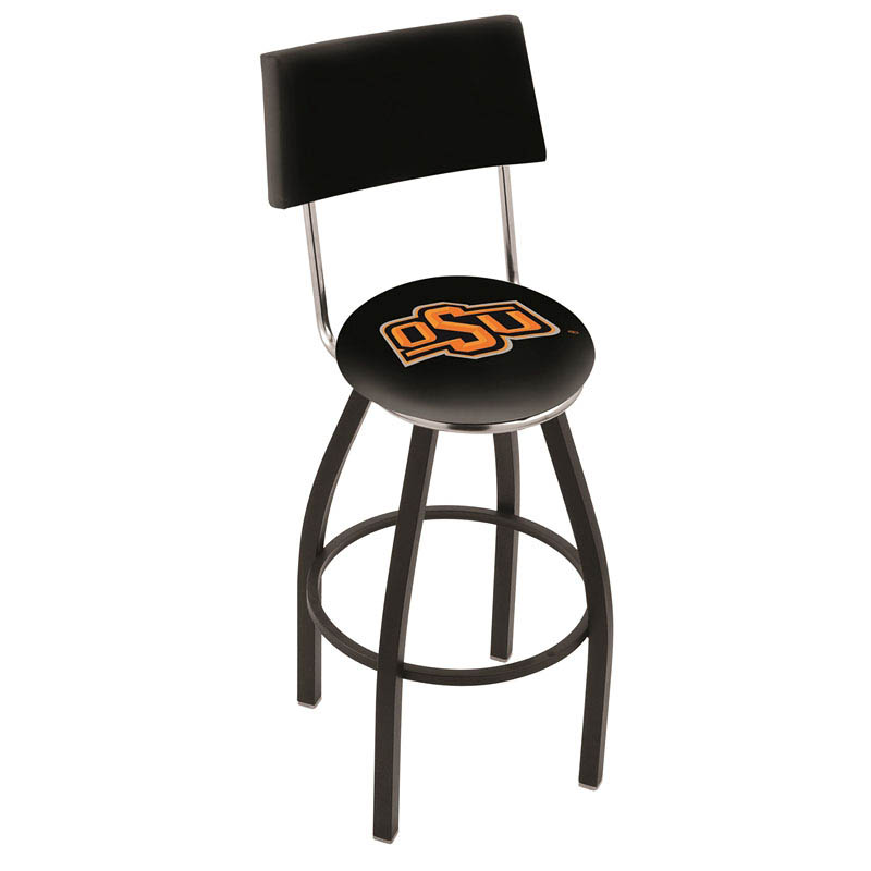 inch Black Oklahoma State Swivel Bar Stool w/ Back