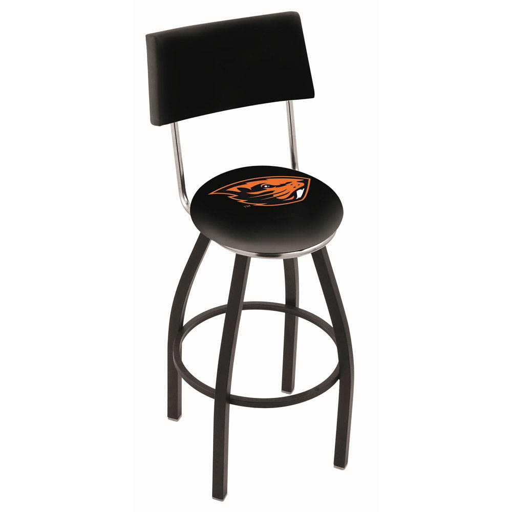 inch Black Oregon State Swivel Bar Stool w/ Back